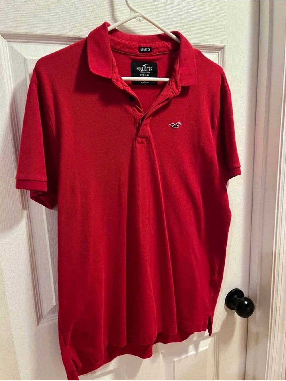 Hollister Men's Bright Red Short Sleeve Polo